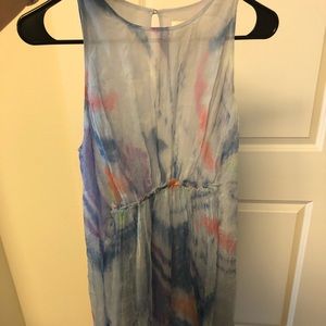 Tie dye blue colored dress with tie.